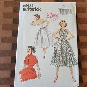 Butterick 6682 - Uncut - 1952 Vintage Reproduction - Sizes 6-14